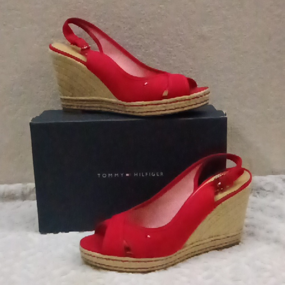 Red wedge Tommy Hilfiger shoes